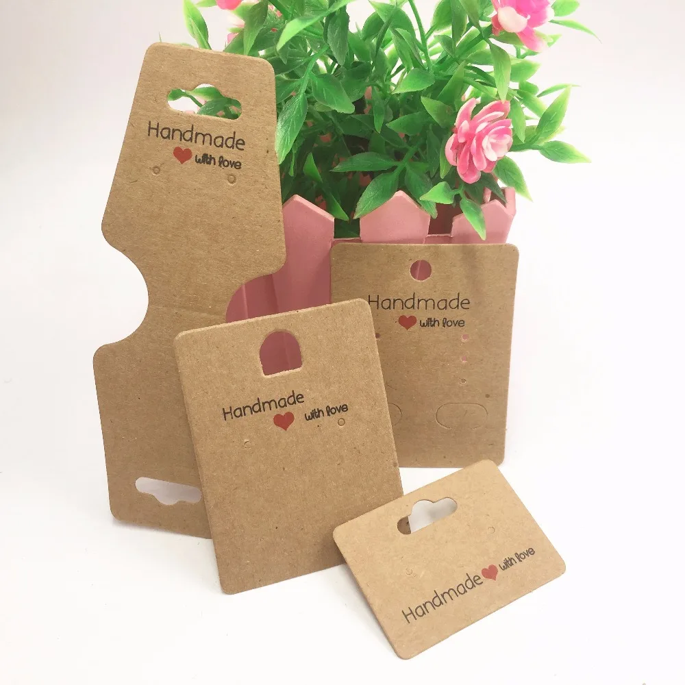 100 шт. карточки для украшений ручной работы из крафт бумаги с надписью with love|jewelry