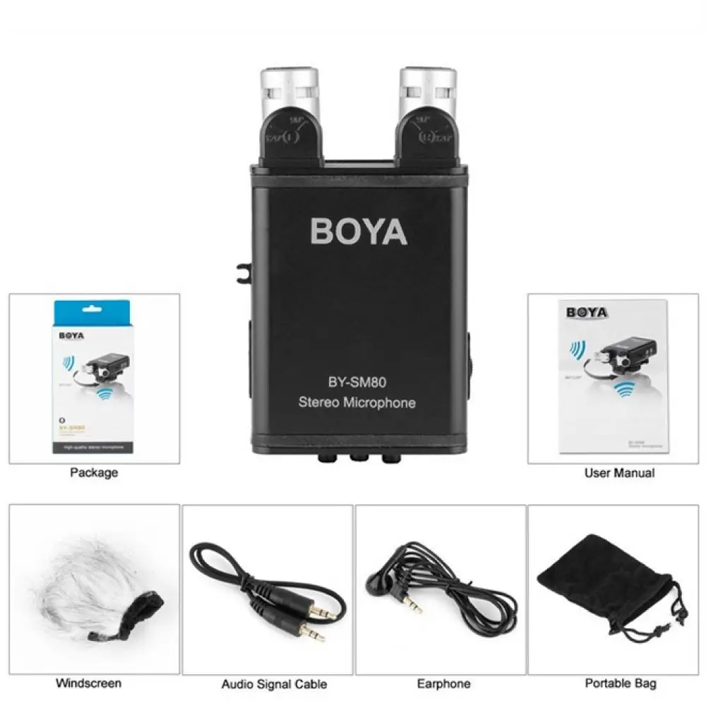 BOYA Bi directional Stereo видео микрофон + лобового стекла для Canon цифровых зеркальных