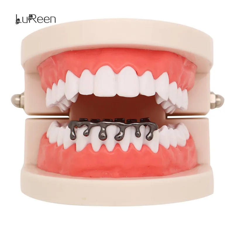LuReen Custom Fit золотые зубы грили капельные грили зубные верхние и нижние грили Косплей зубные колпачки ювелирные изделия вечерние XHYT1044