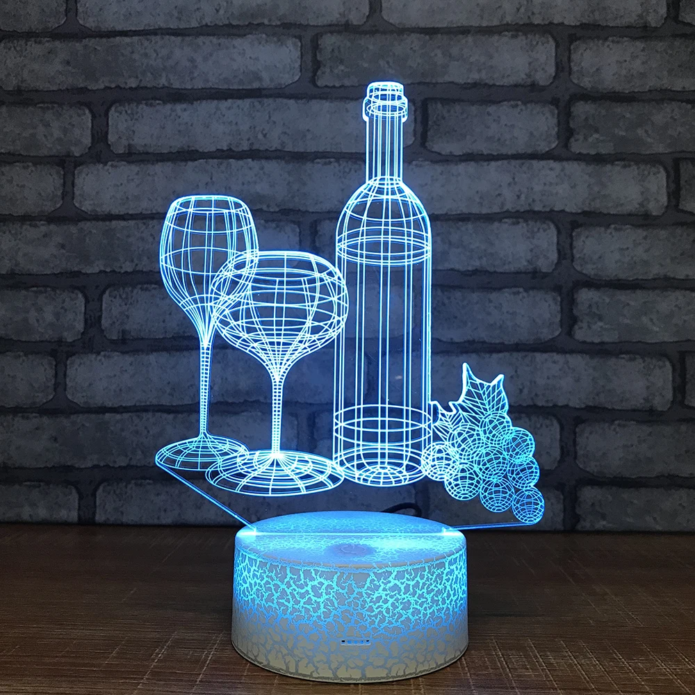 Сладкий мгновенный 3d ночник креативная Иллюзия лампа LED 7 цветов меняющаяся