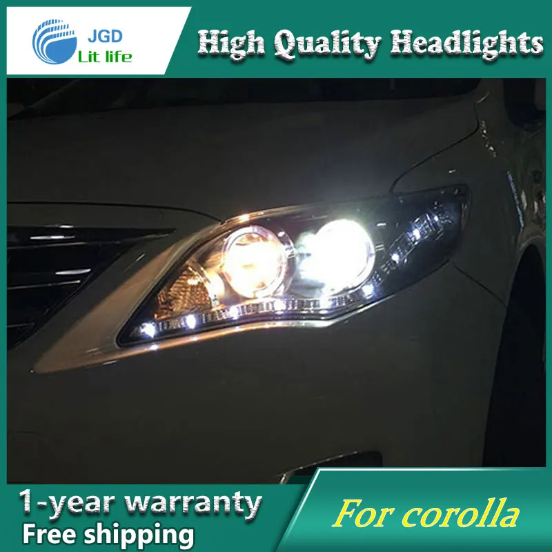 Бесплатная доставка фары для Toyota corolla 2011-2013 Светодиодный ная балка фара DRL H7