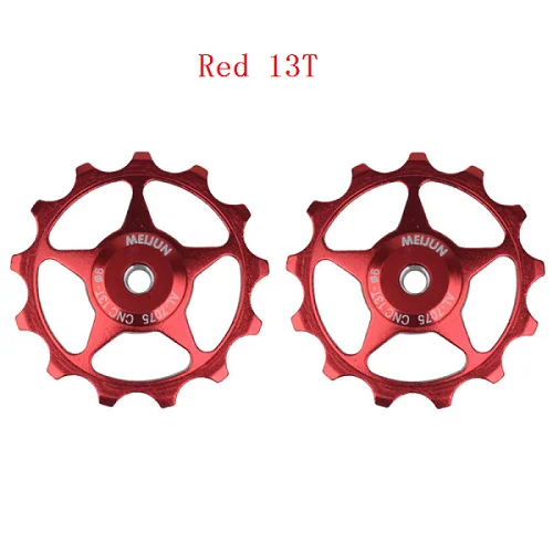 Red 13T 2 шт./лот 11 T/13 T Алюминиевый сплав задний переключатель передач велосипедный с роликом MTB горный велосипед Шкив Натяжного колеса подшипник направляющие колеса - Цвет: Red 13T