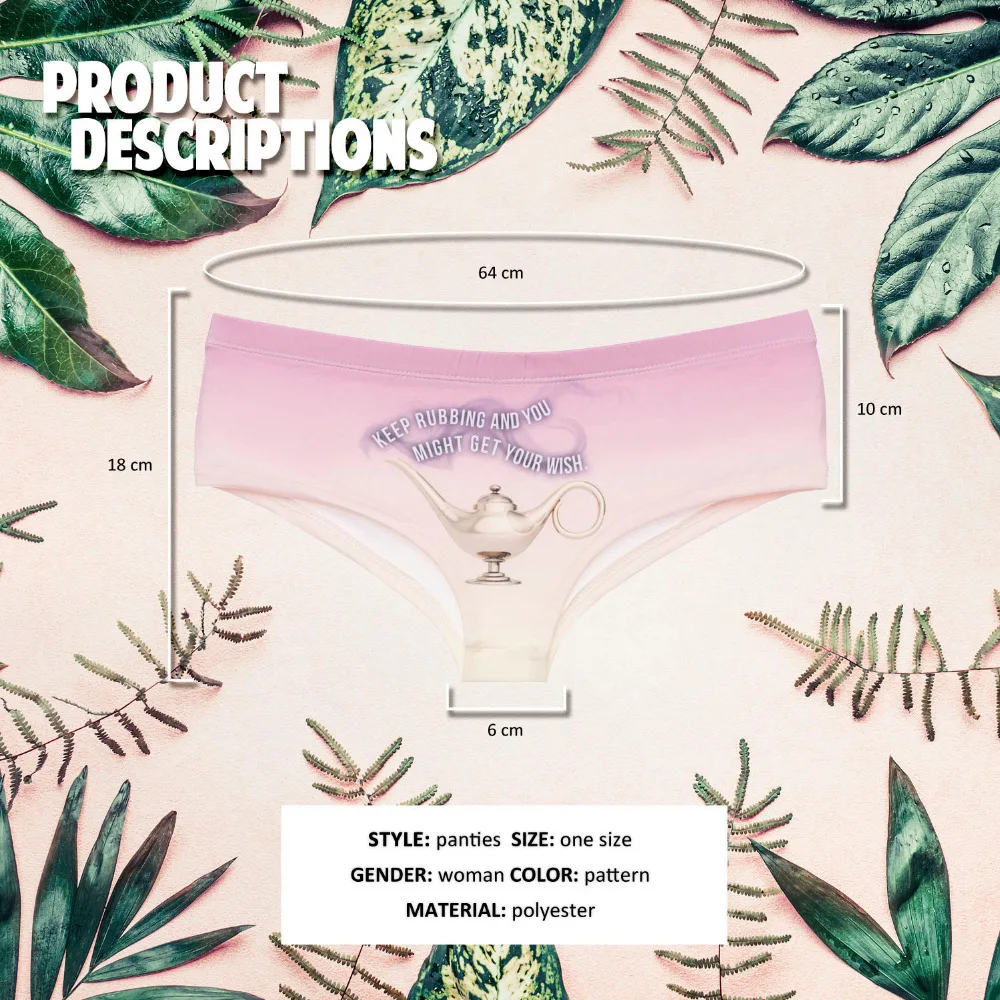 Женские трусики с надписью LEIMOLIS фиолетовые забавным принтом в виде чайника