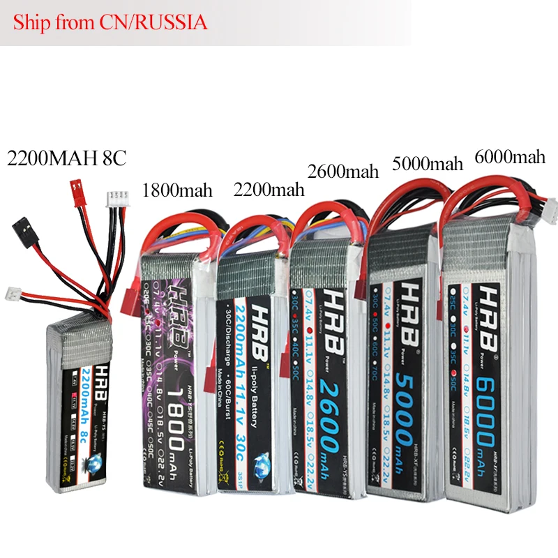 

HRB Lipo 3S FPV 450 500 Battery 11.1V 1800mAh 2200mAh 5000mAh 6000mAh 8C 25C 30C 35C 50C for Trex-450 Fixed-wing Helicopter