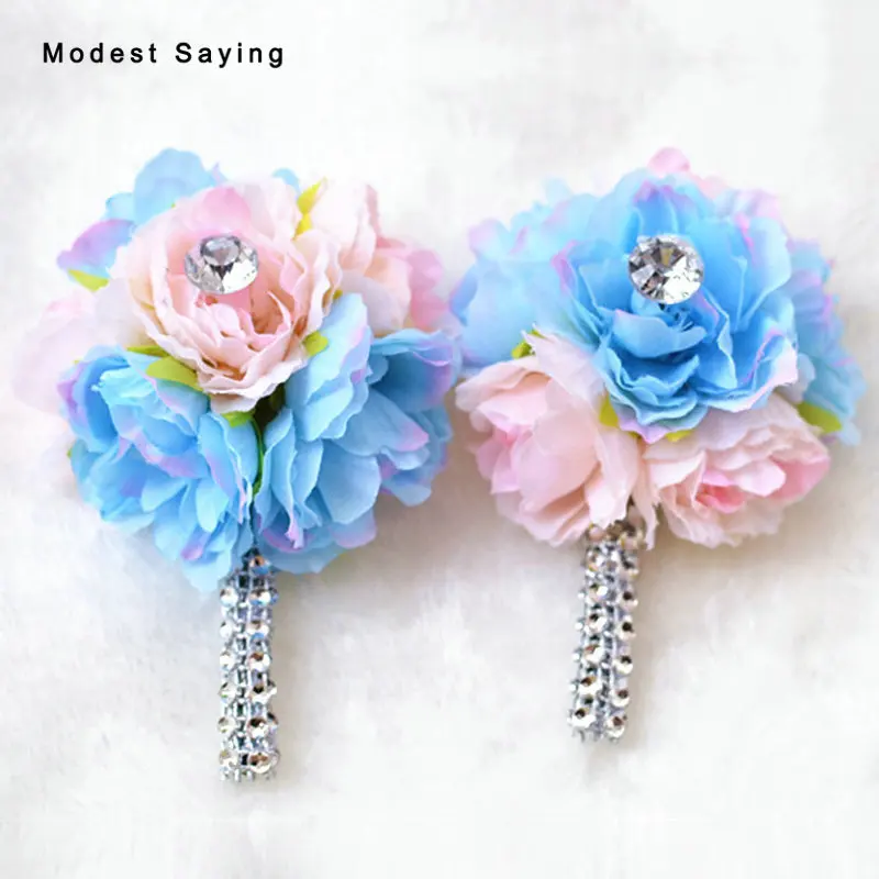 3 шт. ручные небесно голубые искусственные цветы Свадебные бутоньерки 2017 для