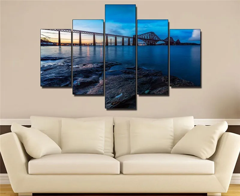 5 панелей без рамки современный знаменитый мост настенная живопись декоративная