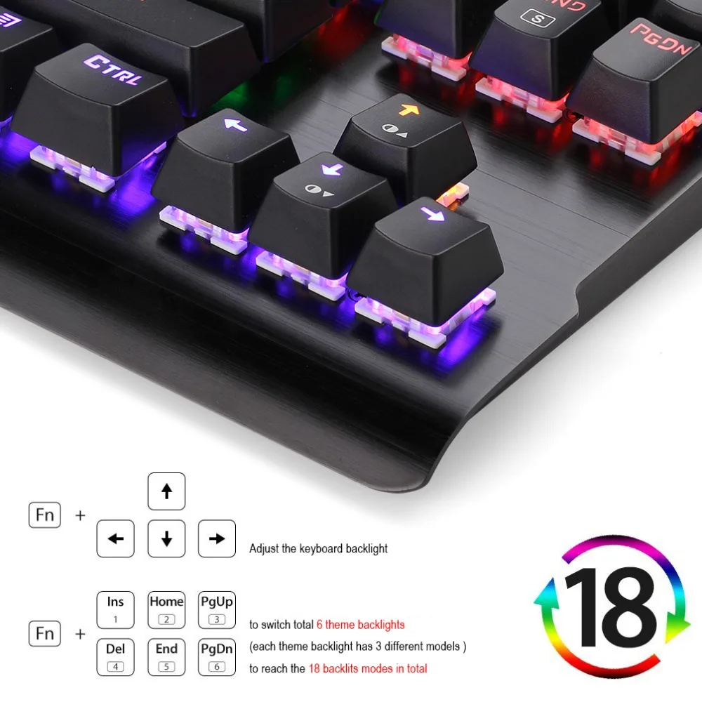 Redragon K561 Вишну 87 Ключи anti ореолы RGB подсветкой Водонепроницаемый Механическая