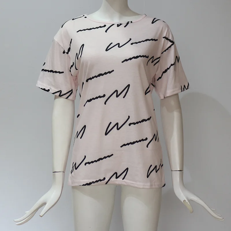 

2019 Summer Tshirt Women Letter Print Short Sleeve Casual Shirt O Neck Plus Size Daily Ladies Tops Tee Shirt Femme