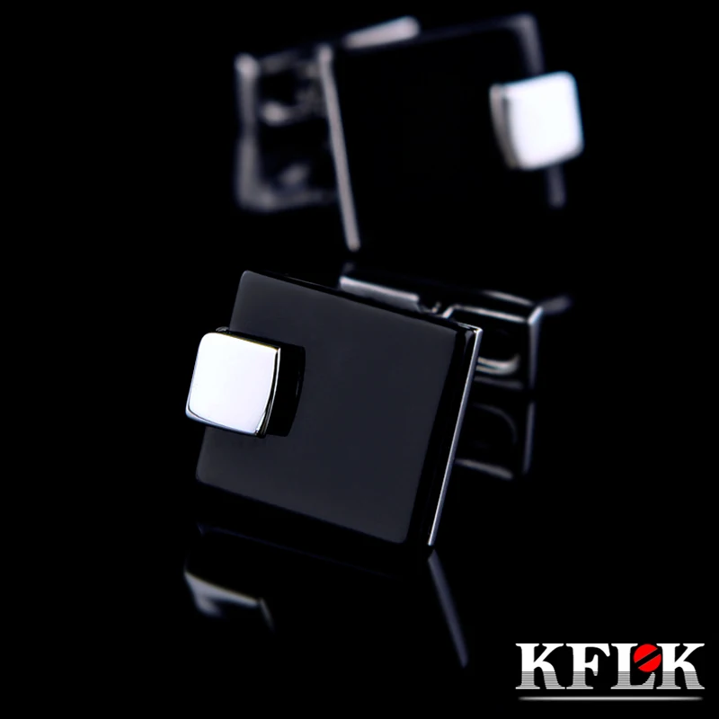 

KFLK Jewelry French shirt Fashion cufflinks for mens Brand Black Cuff link Wholesale Wedding Button High Quality guests