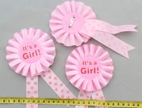 30pcs handmade satin ribbon fabric badge for new babymomdad applique brooch its a girl