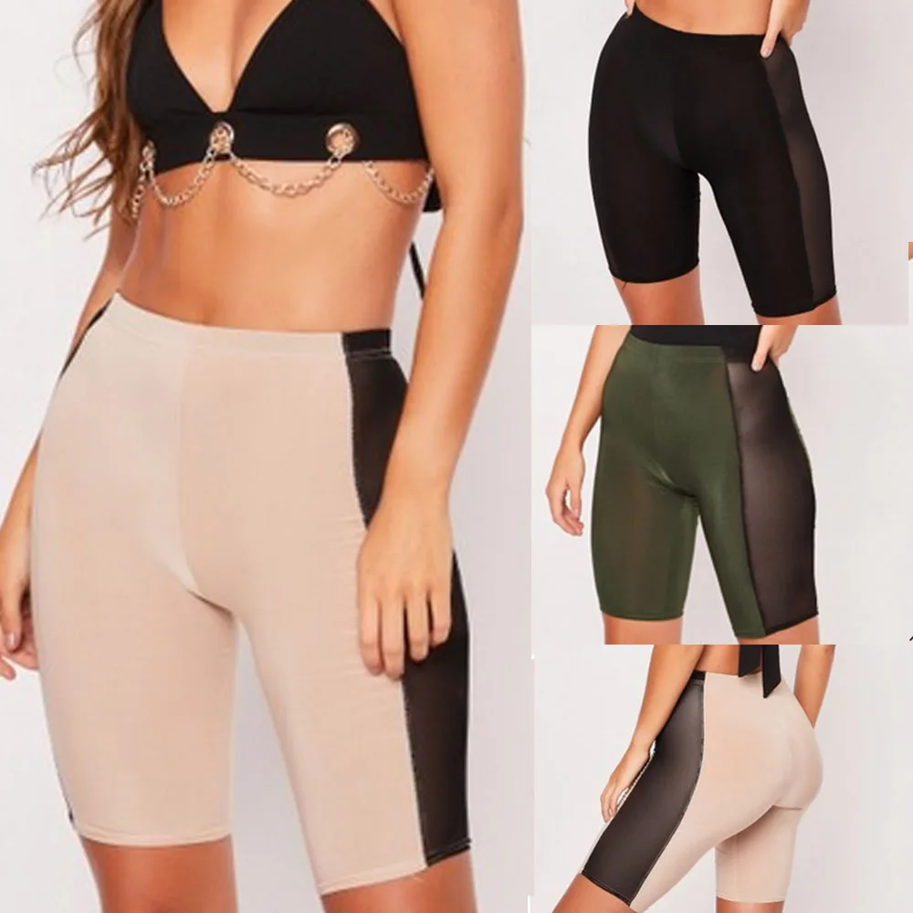 Женские Летние черные спортивные сетчатые леггинсы спущенные велосипедные