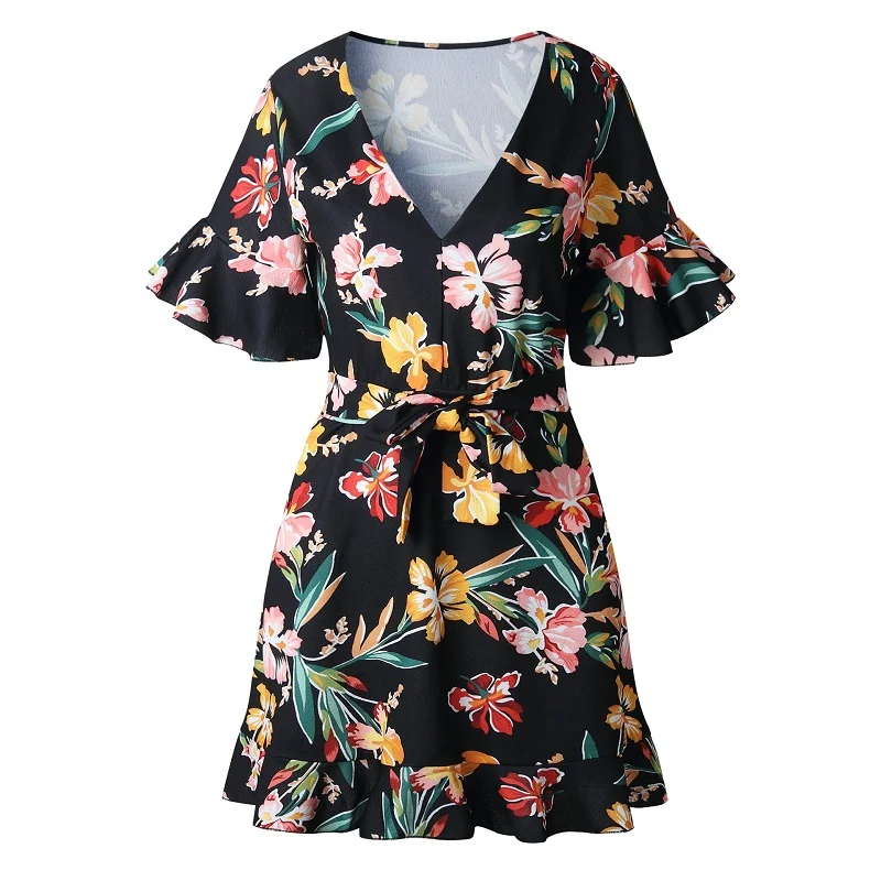 ELSVIOS модное Плиссированное женское платье с расклешенными рукавами оборками и