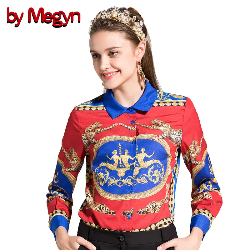 Женская Повседневная рубашка с длинным рукавом и принтом от Megyn большие размеры