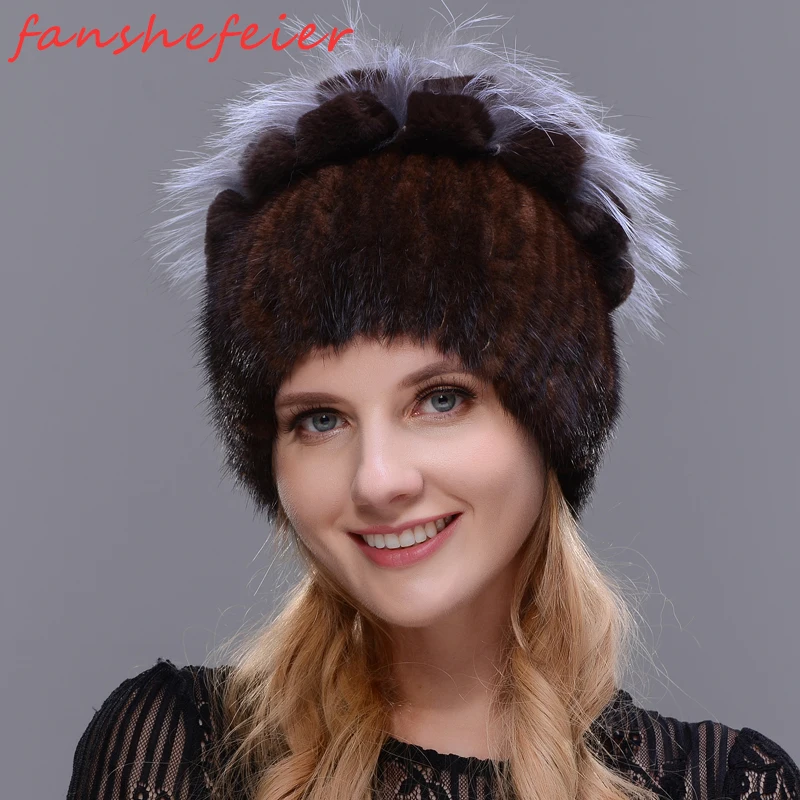 FANSHEFEIER 2019 Новая женская меховая шапка зимняя Лыжная теплая защита ушей норка и из
