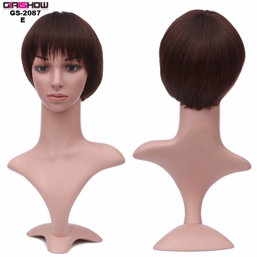 Girlshow 1" черный в димсерый Боб-парик из коротких синтетических волос с тонким стилем взрыва# GS-2087, 90 г/шт
