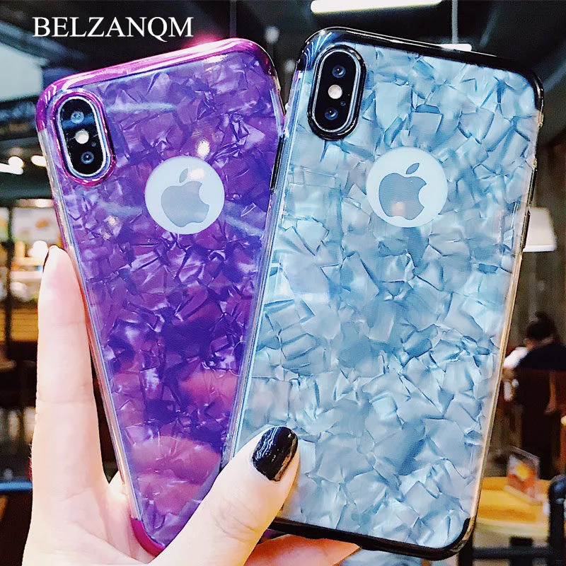 Модные чехлы для iPhone XR XS Max Покрытие Bling раковины Чехол мягкий ТПУ силиконовый