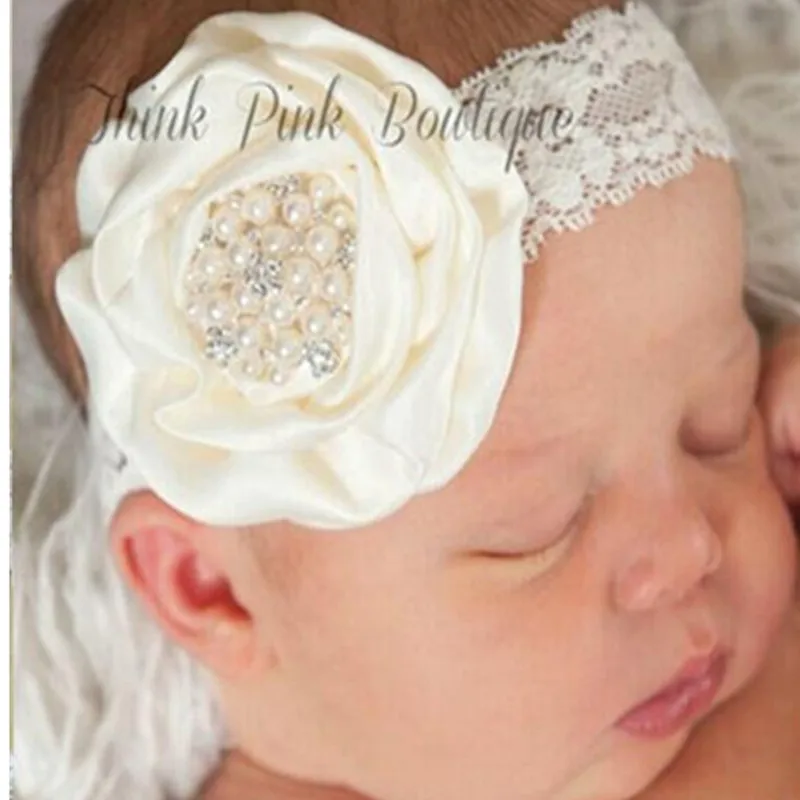 

New Girls Hair Accessories Headbands Big Rose Flower Headbands Newborn Kids Crystal Pearl Headband for Kids