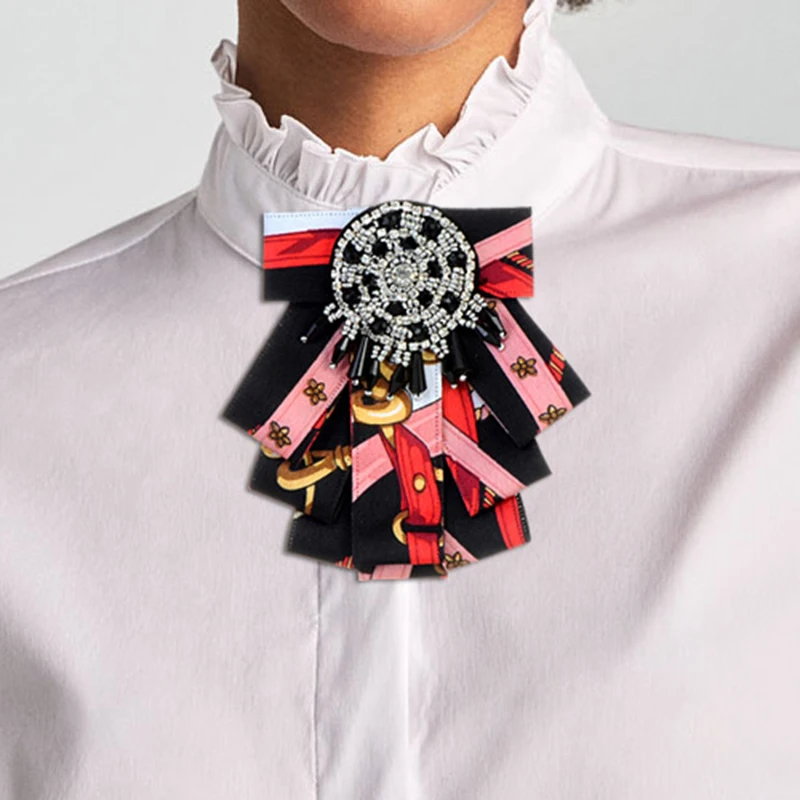 ZHINI ткань броши «бант» для женщин платье рубашка Мода Воротник Jewelry холст Галстуки Broche кисточкой брошь шпильки колье