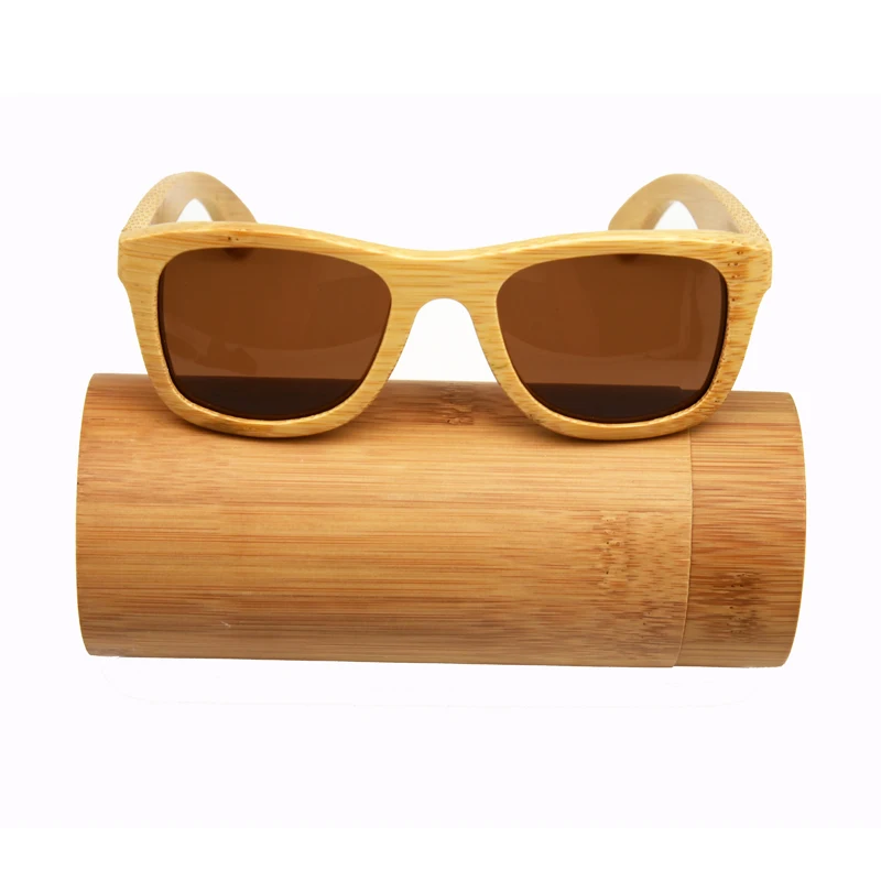 

2021 Women Men Bamboo Polarized Sunglasses Brand Designer Fashion Square Style CR39