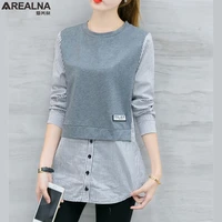 new autumn long sleeve blouse women shirts korean style striped patchwork shirt casual woman blouses loose plus size tops blusas