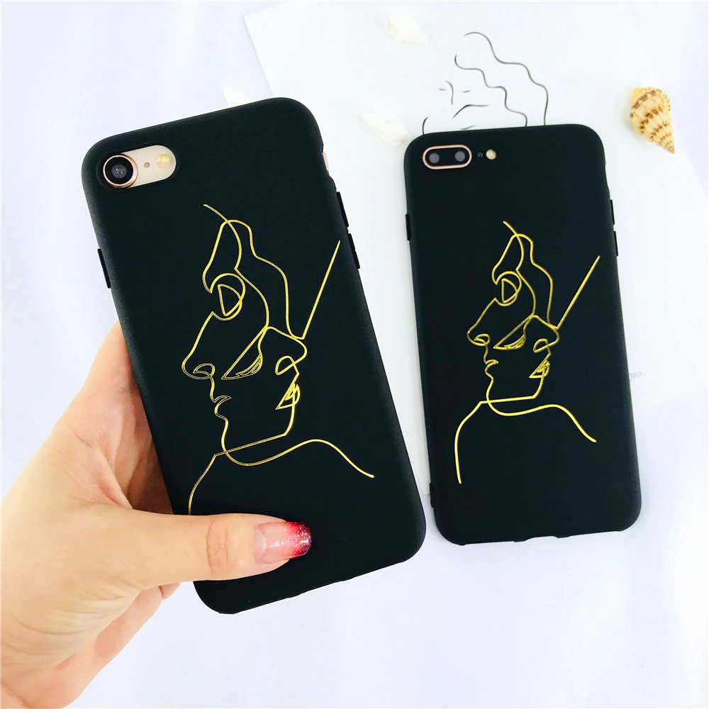 Ultra-thin Phone Case For Iphone 7 Simple Line Art Abstract Kiss Heart Plus Top Silicone Soft Shell Coque |