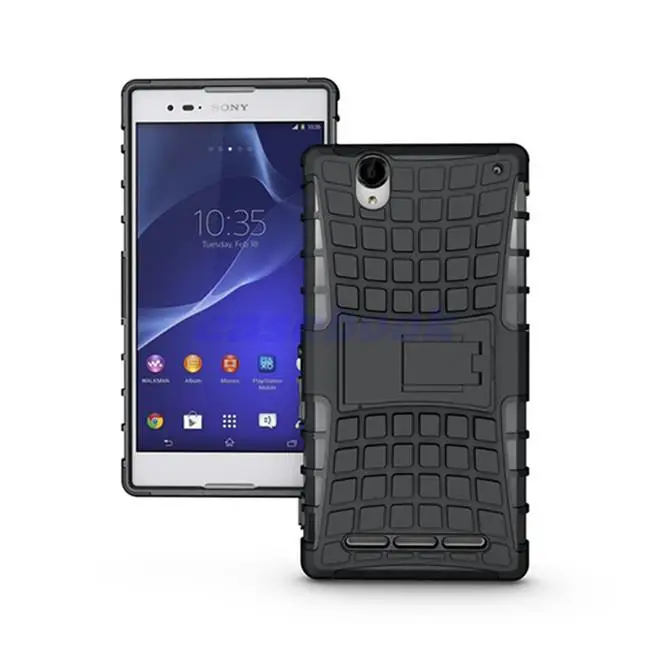 ZJ Для Xperia T2 Ультра Случае Heavy Duty Сильный Силиконовый Чехол Sony Ultra Стенд Броня