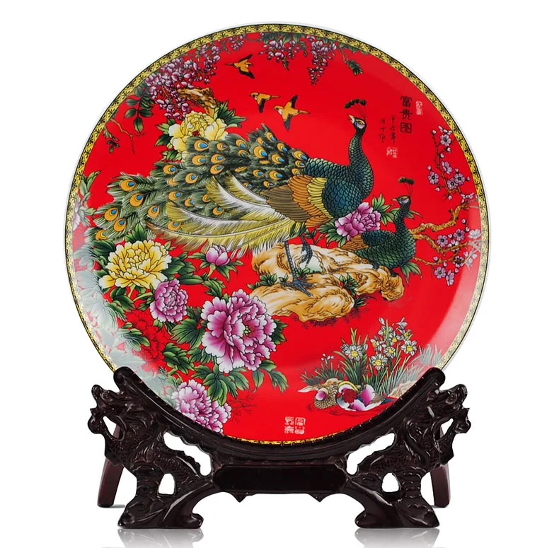 

BEST business birthday present - vintage handicraft FENG SHUI wealth honour porcelain plate Decor art