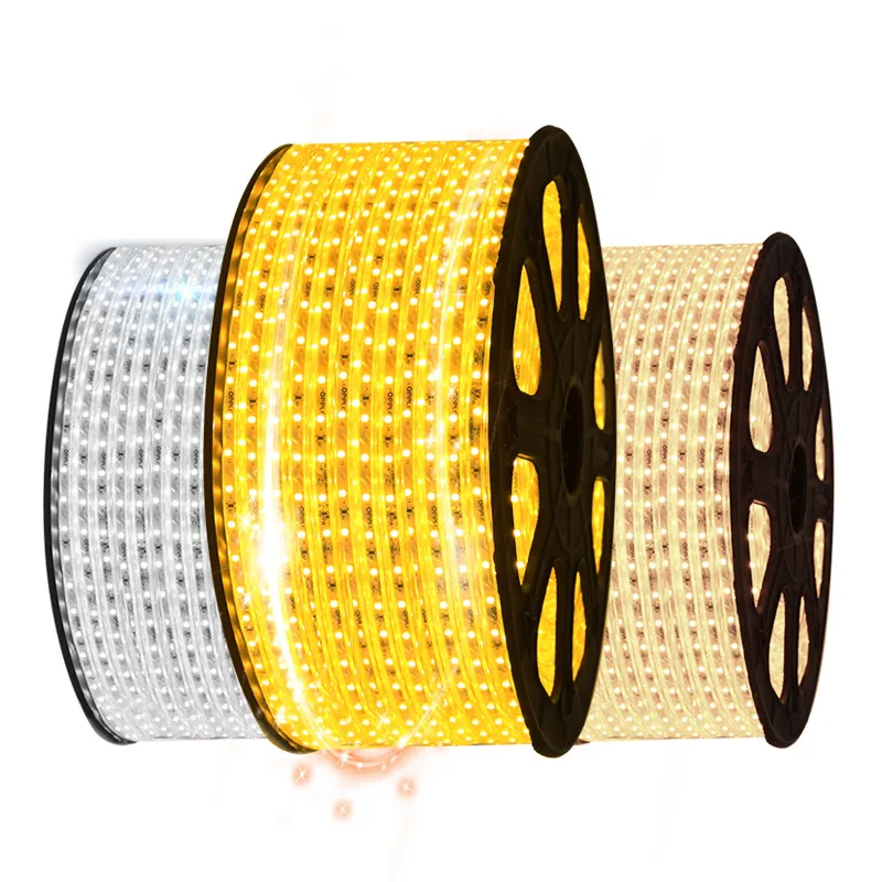 220V 110V SMD 5050 Светодиодная лента светильник с вилкой питания белый 60 светодиодов/м водонепроницаемая лента 100 м