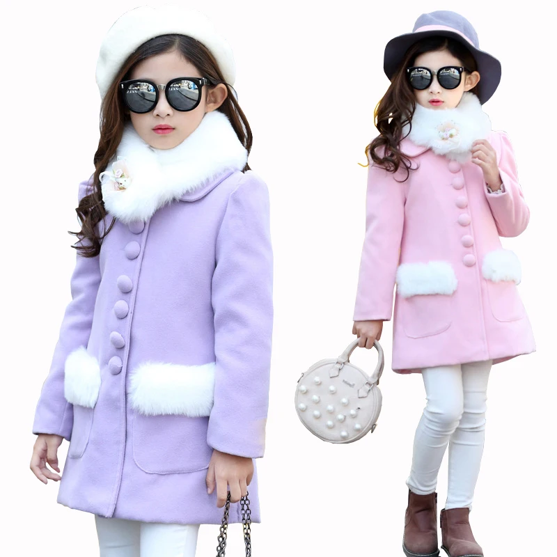 Новинка зимнее пальто принцессы с меховым воротником для девочек куртка