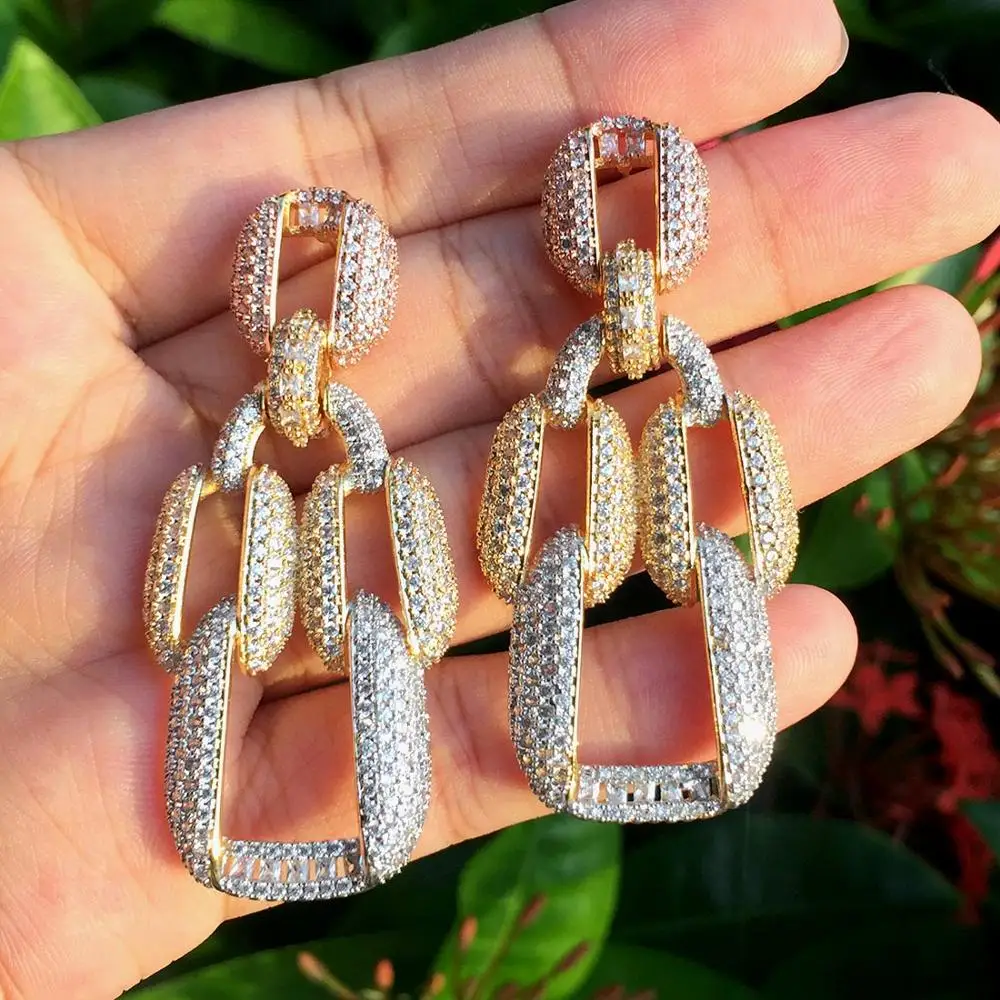 ModemAngel Роскошные Большие Изящные гемометрические фианиты 3 тона вечерние дьба