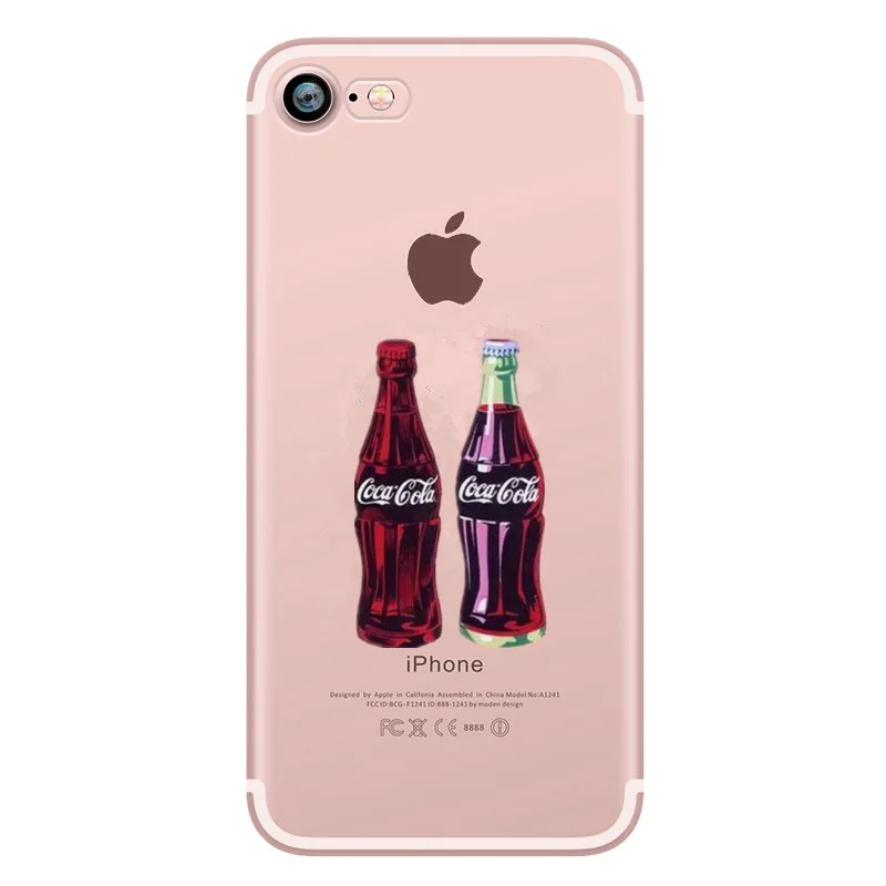 Popular Fun Coke Cat Case For iPhone 5 5S SE 6 7 8 High Quality Phone Bag Soft Cover X 6s Plus Beer Cases |