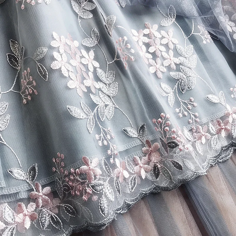 

2019 summer women new Korean version of the skirt small embroidered embroidery high waist A word long skirt fairy mesh skirt