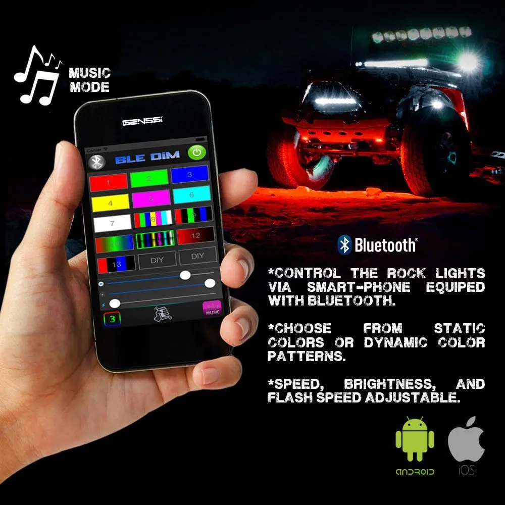 Marloo 8 Pods RGB светодиодный светильник s с Bluetooth контроллером дистанционного управления многоцветный неоновый светодиодный светильник комплект для синхронизации музыки режим мигания