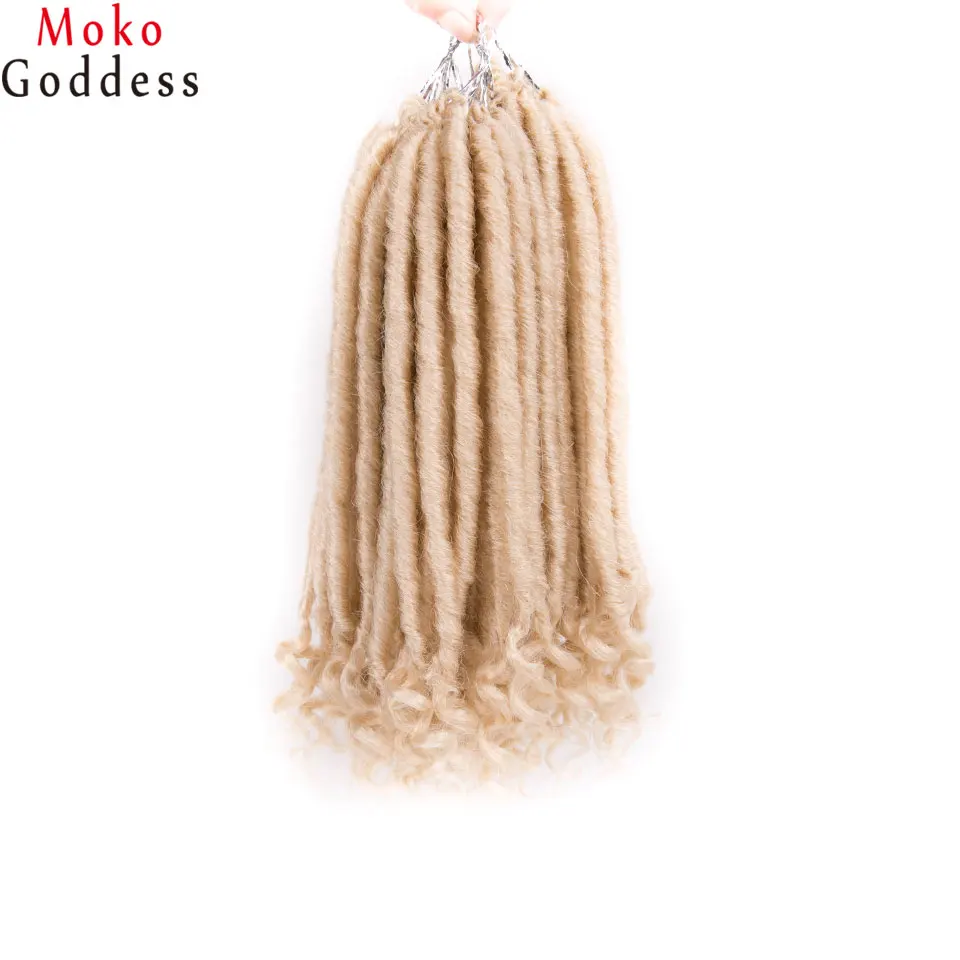 #613 MokoGoddess вязанные волосы для наращивания богиня Faux locs Curly вязанные косички синтетические волосы Омбре косички - Цвет: #613