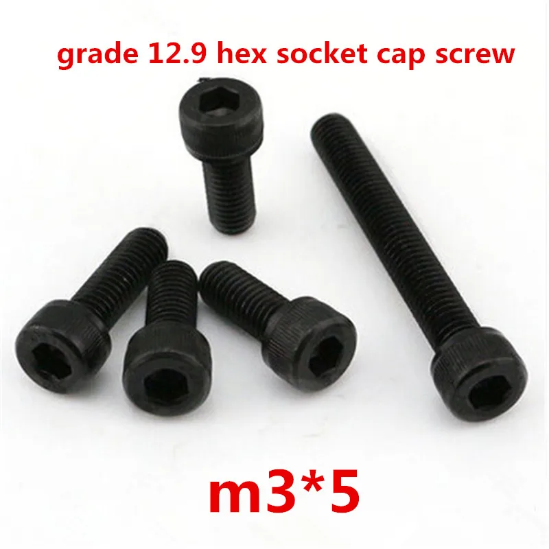 

500pcs m3*5 high strength grade 12.9 alloy steel with black oxide hexagonal / hex socket head cap screw