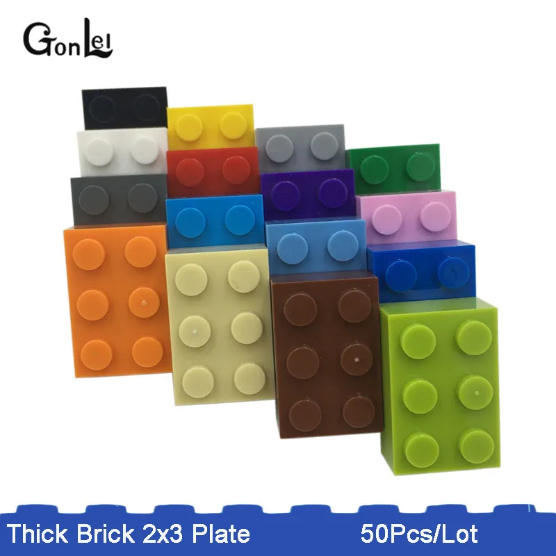 50 шт./лот MOC толстый Кирпич 2x3 Плиты строительные блоки сборные Кирпичи DIY игрушки