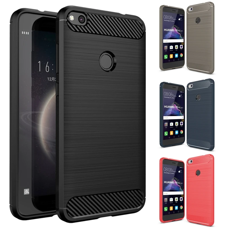 Роскошный Матовый силиконовый чехол из углеродного волокна для Huawei P8 Lite 2017 P9 P10 Plus