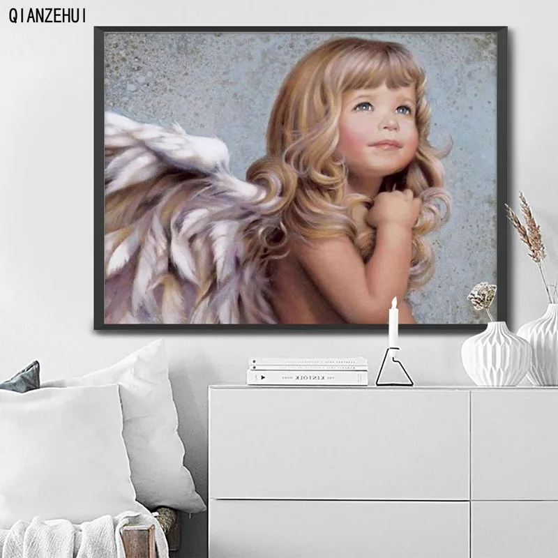 DIY Rhinestone plastic crafts painting diamond Angel girl cross Square stitch full embroidery | Дом и сад