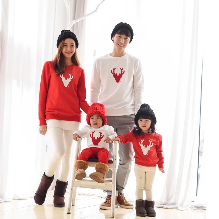 2018 осень-зима Рождественская футболка одежда для всей семьи толстовки мамы дочки