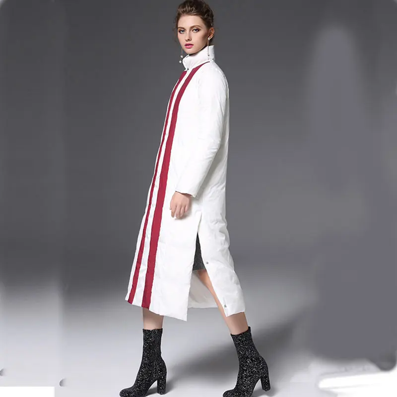 Winter Women New Long Down Jacket Sleeves Detachable Vest Parka Female Fashion High-Quality 90% White Duck Warm Coat LW118 | Женская