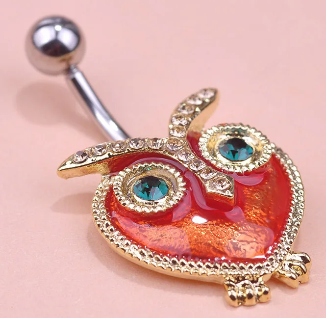 Эксклюзивное ювелирное изделие с эмалью и зеленым глазом в виде совы пирсинг