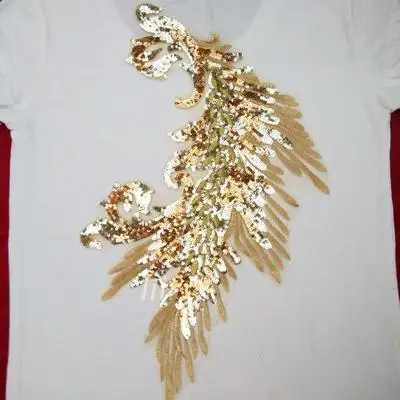 2 шт./лот Золотой Blingbling блестками Кружево Ткань Вышивание отделкой свадебное