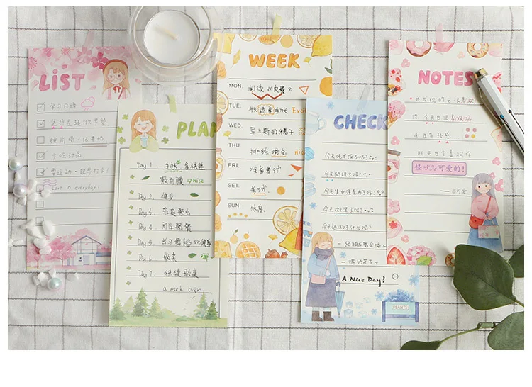 30 простыни Детские Kawaii Sweety девушка memo pad портативный блокнот планировщик DIY заметки милые канцелярский школьный офисный питания Papelaria