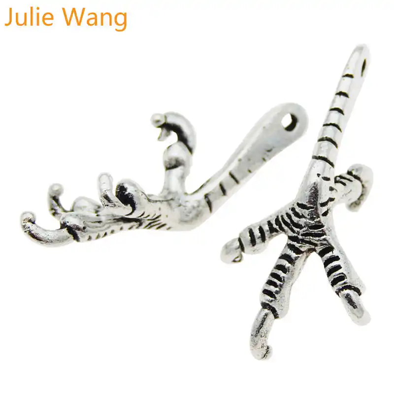 Julie Wang 10 шт. Орлан цвет под старину серебро птица коготь сплав серьги браслет