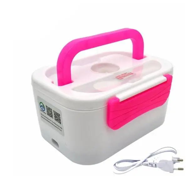 pink Ahtoski, 220 В, портативный кухонный пластиковый Ланч-бокс с электрическим подогревом, пищевой контейнер, подогреватель для детей, 4 пряжки - Цвет: pink