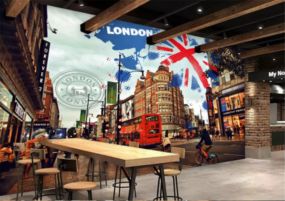 На заказ Настенные обои 3D Великобритании London street обои с пейзажной тематикой кафе ресторан гостиная обои для стен