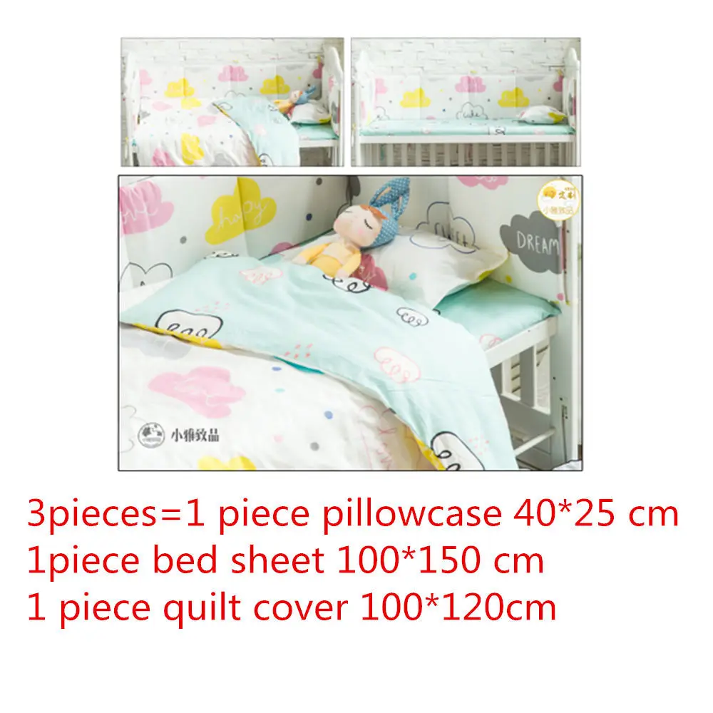 

3pcs Baby Bed Linens Set Cotton Baby Bedding Set Triangle Pattern Newborns Crib Set Include Pillowcase Duvet Cover Flat Sheet