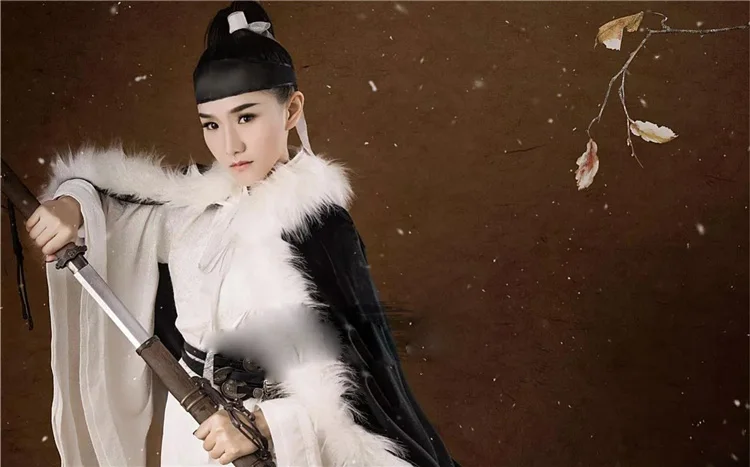 Xue Fei Ling старинный китайский снеговик зимний меховой плащ костюм ханьфу с