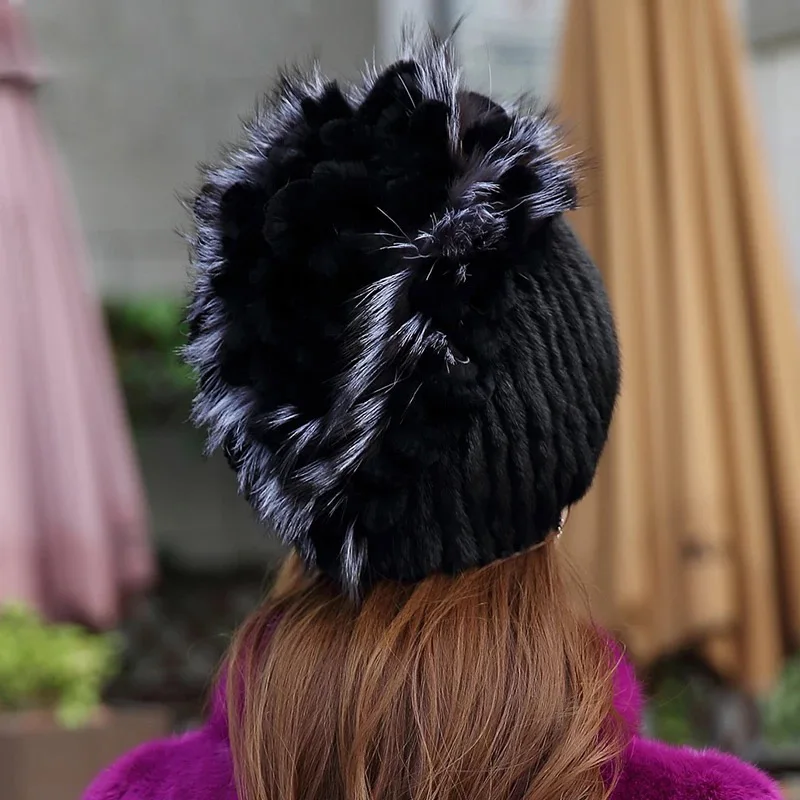 2021 меховая шапка из натуральной норки для Для женщин теплые развивающий коврик