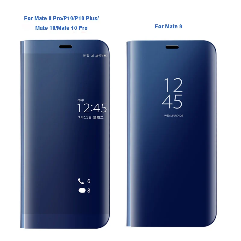 Leanonus зеркало Clear View Smart Case для Huawei p9 P10 плюс Коврики 10 Pro флип чехол PU коврики